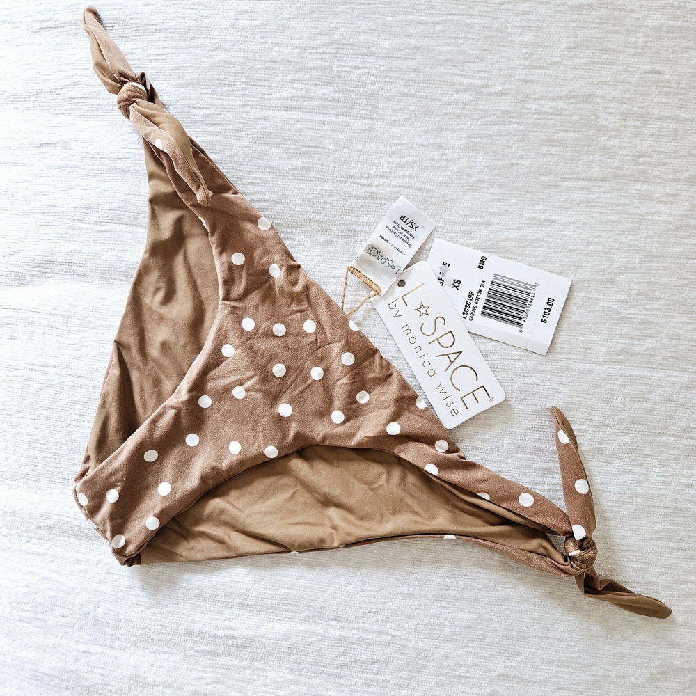 Golden Tan Light Brown Polka Dot Bikini Bottom